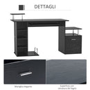 Scrivania Porta PC Moderna Tavolo da Ufficio con Ripiani Tastiera Scorrevole 152x60x88 cm Nero 