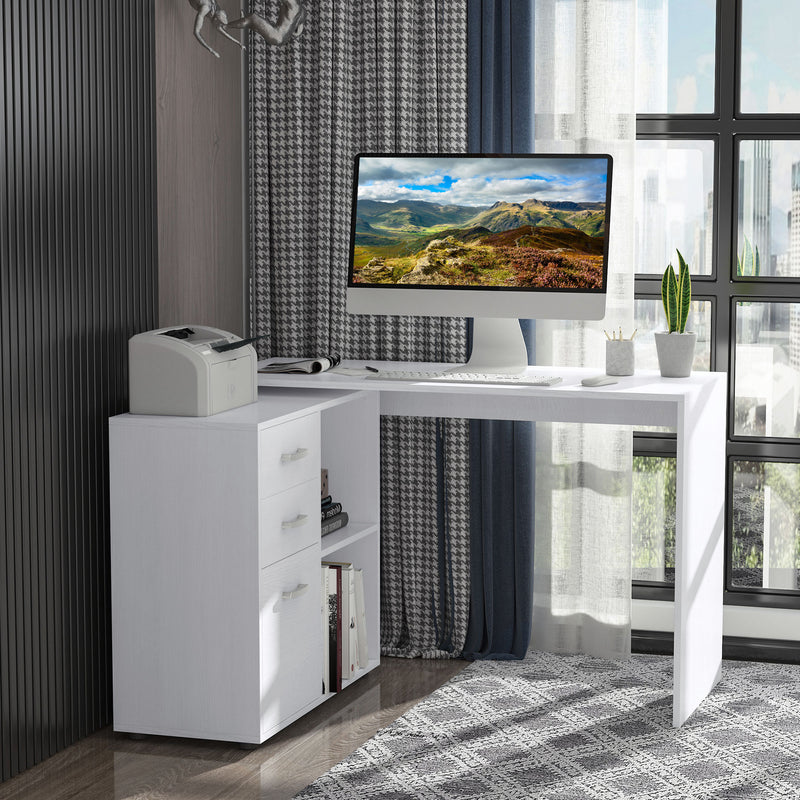 Scrivania da Ufficio ad Angolo Bianca 117x83.5x76 cm 