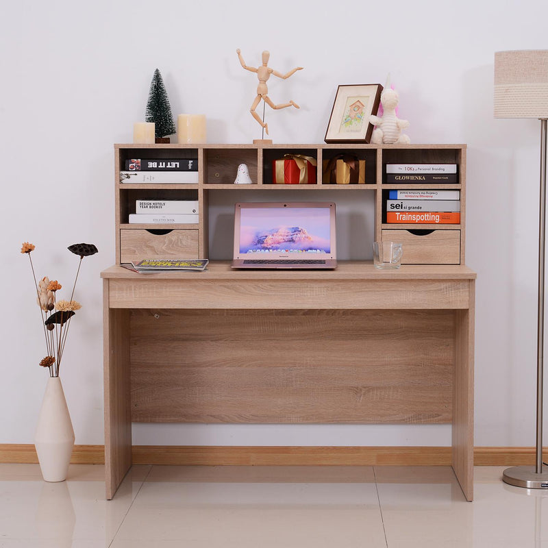 Scrivania Porta PC Design Classico con Cassetti in Legno Rovere 120x57x116 cm 