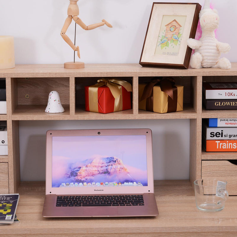 Scrivania Porta PC Design Classico con Cassetti in Legno Rovere 120x57x116 cm 