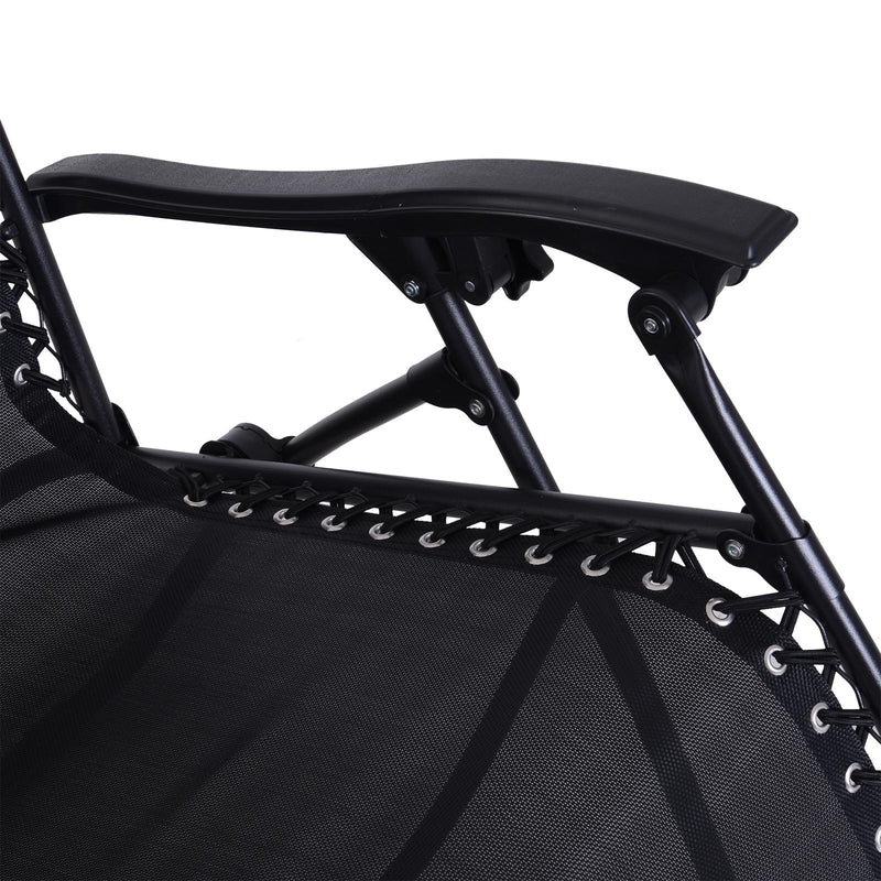 Sedia Sdraio Pieghevole Reclinabile Lettino Relax a Gravità Zero in Textilene Nero 90x65x110 cm 