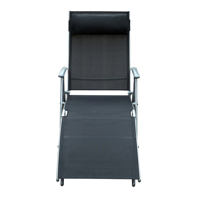 Sdraio Prendisole Relax Reclinabile Pieghevole in Metallo 137x63.5x100.5 cm Nero 