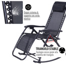 Sedia Sdraio a Dondolo Reclinabile con Poggiapiedi e Porta Bicchieri Nero 120x67x102 cm 