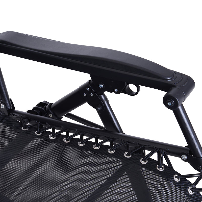 Sedia Sdraio a Dondolo Reclinabile con Poggiapiedi e Porta Bicchieri Nero 120x67x102 cm 