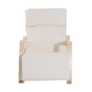 Poltrona a Dondolo con Poggiagambe in Legno Curvato Crema 