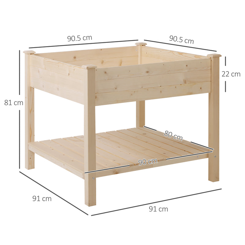 Orto Urbano Pensile in Legno con Fodera in Tessuto 91x91x81 cm 