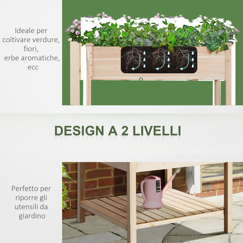 Orto Urbano Pensile in Legno con Fodera in Tessuto 91x91x81 cm 