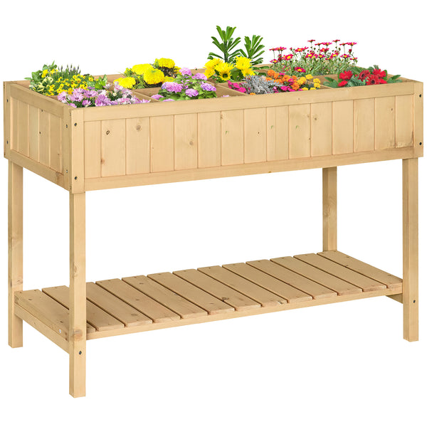 sconto Hängender Gemüsegarten aus Holz mit 8 Gittern und unterem Regal 120 x 60 x 81 cm