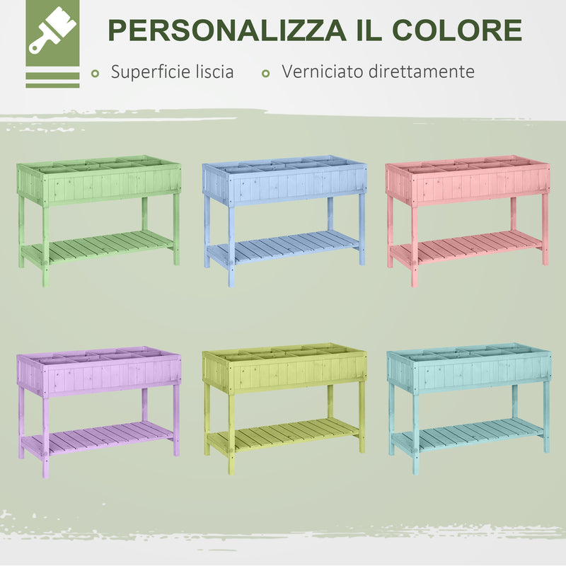 Orto Urbano Pensile in Legno con 8 Griglie e Ripiano Inferiore 120x60x81 cm 
