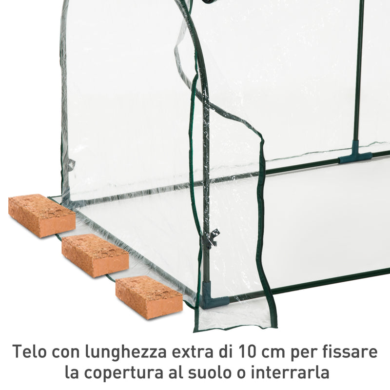 Serra da Giardino per Piante con 3 Porte in Acciaio e PVC 300x100x80 cm 