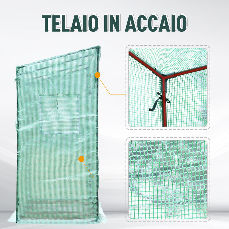 Serra da Giardino per Piante Pomodori 200x77x169 cm in PE Telaio in Acciaio 