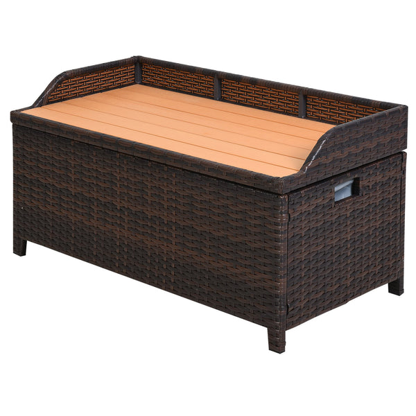 acquista Outdoor-Aufbewahrungsbox aus braunem synthetischem Rattan 102 x 51 x 51 cm