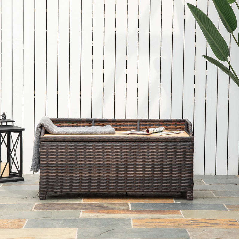 Baule Cassapanca da Esterno in Rattan Sintetico 102x51x51 cm Marrone 