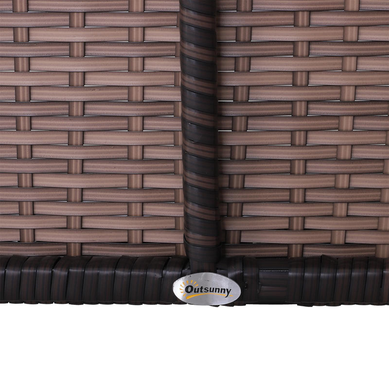 Set Salotto da Giardino in Rattan Sintetico Divano con Tetto e Tavolino Marrone e Bianco 