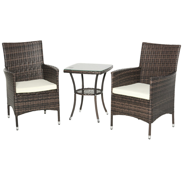 acquista Garten-Lounge-Set aus synthetischem Rattan, 2 Sesseln und braunem Couchtisch