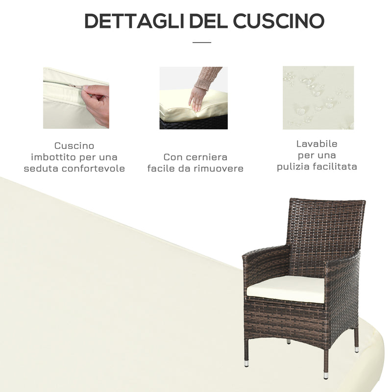 Set Salotto da Giardino in Rattan Sintetico 2 Poltrone e Tavolino Marrone 