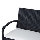 Set Salotto da Giardino in Rattan Sintetico Divano 2 Poltrone e Tavolino Nero 