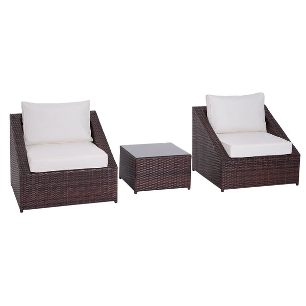 Garten-Lounge-Set aus synthetischem Rattan, 2 Sesseln und braunem Couchtisch prezzo