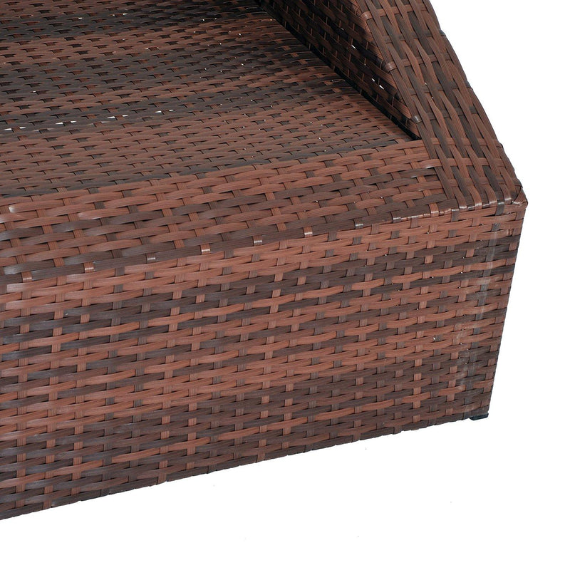 Set Salotto da Giardino in Rattan Sintetico 2 Poltrone e Tavolino Marrone 