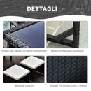 Set Salotto da Giardino in Rattan Sintetico Tavolo 2 Poltrone 2 Poff Nero 