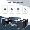 Set Salotto da Giardino in Rattan Sintetico 4 Poltrone e Tavolino Nero 