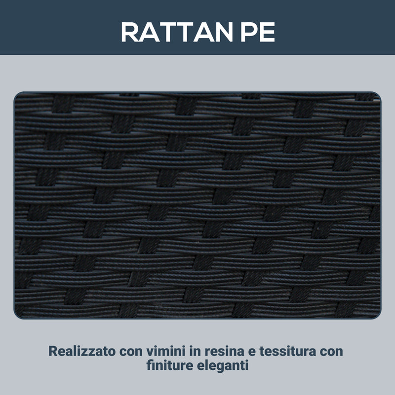 Set Salotto da Giardino in Rattan Sintetico 4 Poltrone e Tavolino Nero 