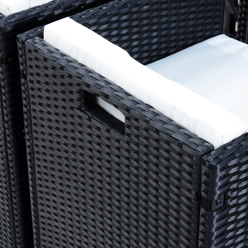 Set Salotto da Giardino in Rattan Sintetico 4 Poltrone e Tavolino Nero 