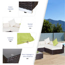 Set Salotto da Giardino in Rattan Sintetico Divano 2 Pouf e Tavolino Marrone 