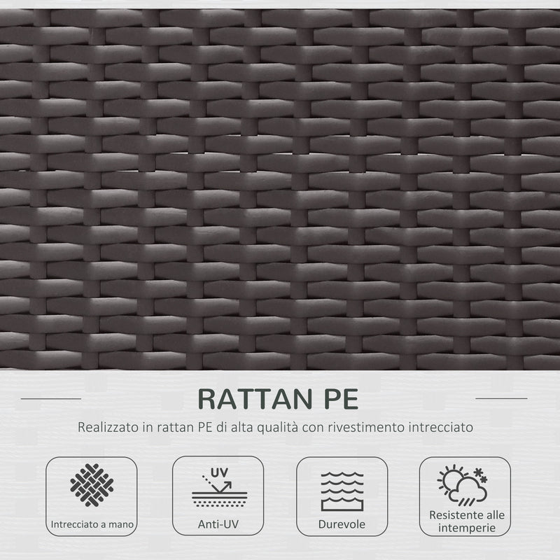 Set Salotto da Giardino in Rattan Sintetico 6 Poltrone e Tavolino Marrone 