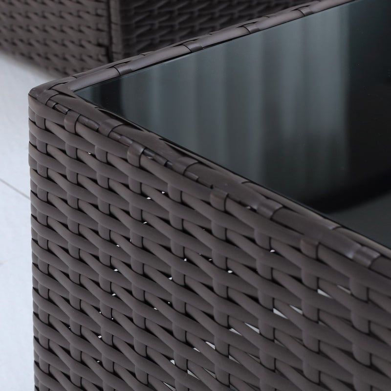 Set Salotto da Giardino in Rattan Sintetico 6 Poltrone e Tavolino Marrone 