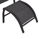 Set Tavolino e 2 Sedie Sdraio da giardino in Metallo e Textilene con Poggiapiedi e Tavolino Nero 