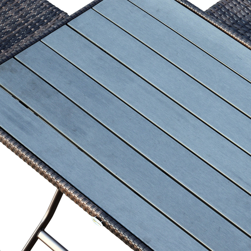 Set Tavolo e 6 Sedie Pieghevoli da giardino in Acciaio e Legno Marrone 