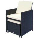 Set Tavolo e 6 Sedie da giardino in Alluminio e Rattan Sintetico 4 Poggiapiedi e Cuscini Nero 