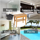 Sgabello con Ripiano Portaoggetti in Bambù Naturale 