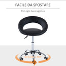 Sgabello Estetista Girevole da Salone Altezza Regolabile in Similpelle Nero 50x54x66-78 cm 