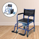 Sedia a Rotelle Bagno con Vaso Rimovibile in Ferro Nero e blu 83x53x85 cm 