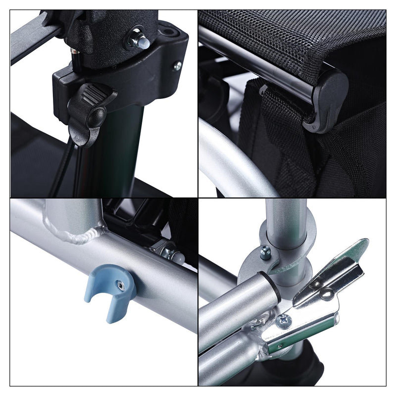 Deambulatore Pieghevole con Seduta Impugnatura e Freno in Alluminio 98x62x84-97 cm 