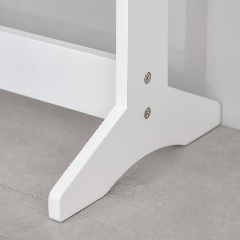 Specchio da Terra Armadio Portagioie Regolabile e Luci LED Bianco 36x30x136 cm 