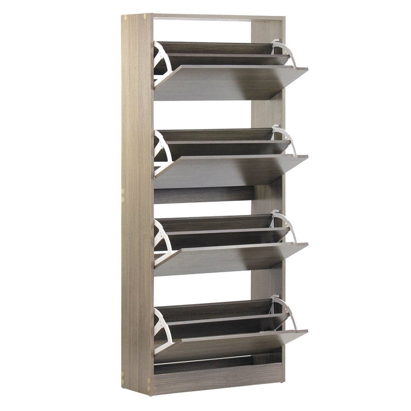 Scarpiera 4 ante 63x150x24 cm in Legno Melaminico Rovere Grigio