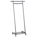 Stander Appendiabiti con Ripiano in Metallo Nero 68x41x155 cm 