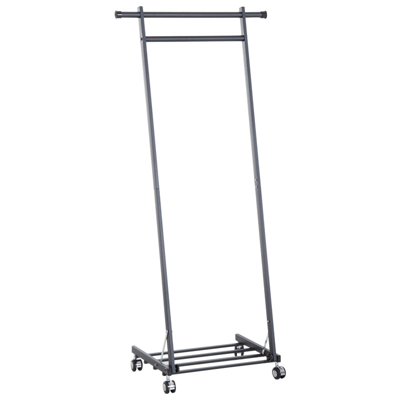 Stander Appendiabiti con Ripiano in Metallo Nero 68x41x155 cm 