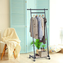 Stander Appendiabiti con Ripiano in Metallo Nero 68x41x155 cm 