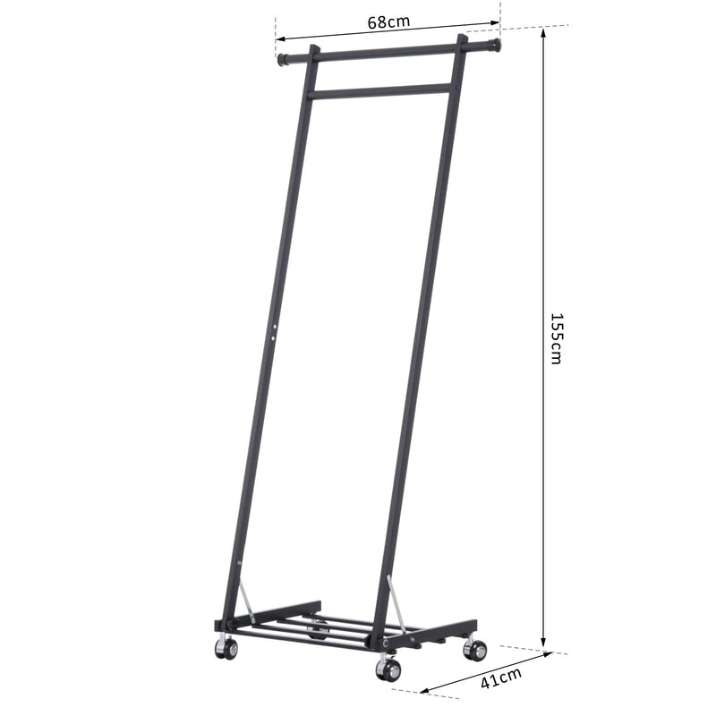 Stander Appendiabiti con Ripiano in Metallo Nero 68x41x155 cm 