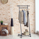 Stander Appendiabiti con Ripiano in Metallo Nero 68x41x155 cm 