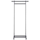 Stander Appendiabiti con Ripiano in Metallo Nero 68x41x155 cm 