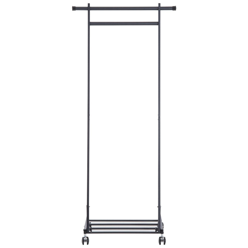 Stander Appendiabiti con Ripiano in Metallo Nero 68x41x155 cm 