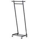 Stander Appendiabiti con Ripiano in Metallo Nero 68x41x155 cm 