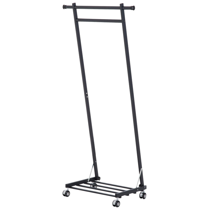 Stander Appendiabiti con Ripiano in Metallo Nero 68x41x155 cm 