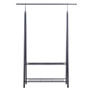 Stander Appendiabiti con 2 Ripiani Scarpiera in Acciaio Robusto Nero 100x46x148 cm 