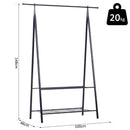 Stander Appendiabiti con 2 Ripiani Scarpiera in Acciaio Robusto Nero 100x46x148 cm 